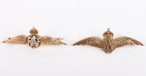 2x WW1 Period 9ct Gold RAF Sweetheart Brooches