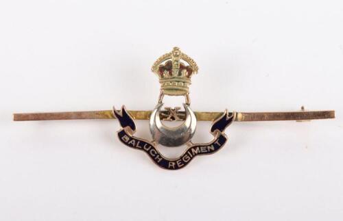 Indian Army 10th Baluch Regiment 9ct Gold Sweetheart Brooch