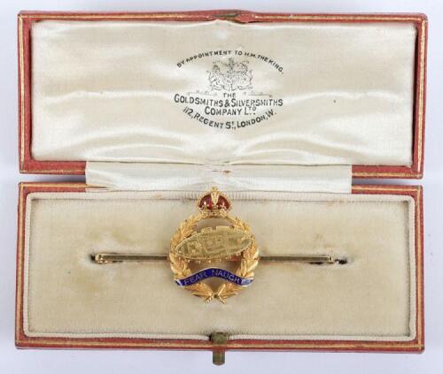 Fine Quality Royal Tank Regiment 15ct Gold Sweetheart Brooch