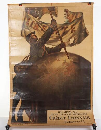WW1 Period French Poster &lsquo;3e Emprunt De La Defense Nationale Credit Lyonnais&rsquo;