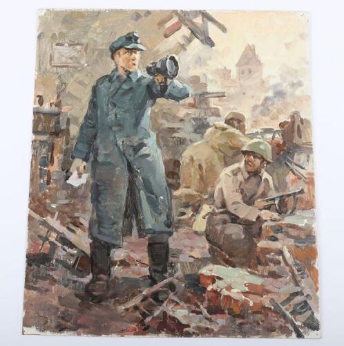 Soviet Russian Oil Paining by Vili Leopoldovich Mokrozhitskiy &lsquo;Appeal of an Anti-Fascist&rsquo;