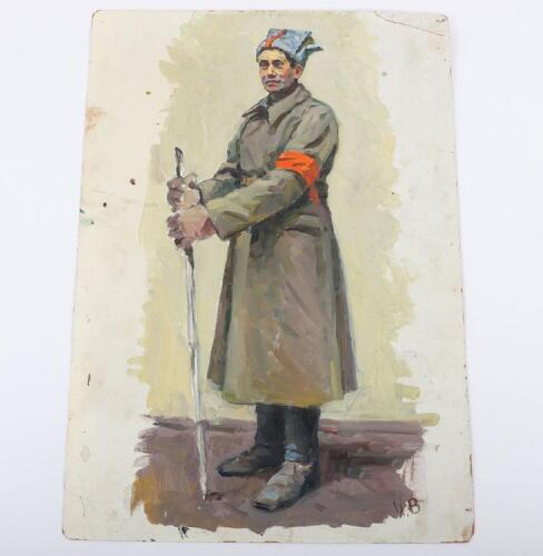 Soviet Russian Oil Painting by Ilya Efimovich Vasilchenko &lsquo;The Red Army Soldier&rsquo;