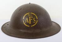 Scarce WW2 British Home Front Telephone Operator Auxiliary Fire Service Steel Helmet