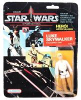 Glasslite Brazil Star Wars The Power of The Force Luke Skywalker, circa 1988 Vintage Original Carded Figure