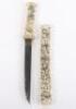 19th Century Japanese Carved Bone Dagger Tanto - 2