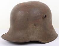 WW1 German M-16 Battle Damaged Steel Combat Helmet