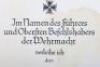 WW2 German Award Citation Pair of Ewald Husmeier Stabsbattery III./ Artillery Regiment Nr 255 - 6