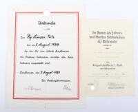 WW2 German Luftwaffe Medical Section Award Citation Pair