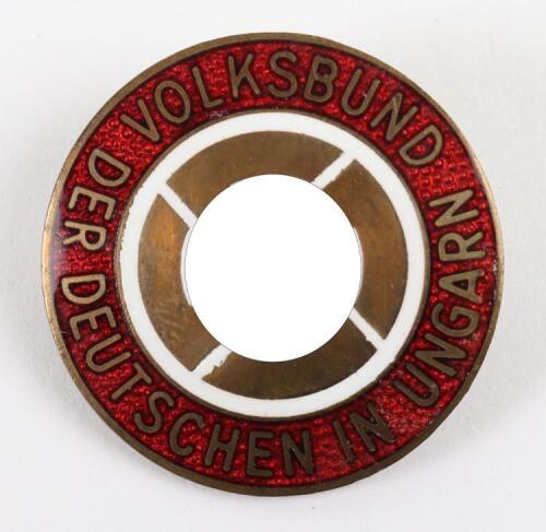 Scarce Third Reich Peoples League of German Hungarians Enamel Party Badge