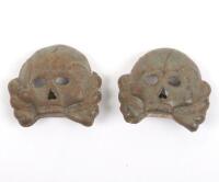 Pair of WW2 German Panzer Collar Skulls