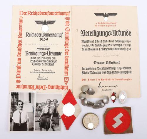 Third Reich B.D.M (Bund Deutscher Madel) Insignia and Document Grouping of Wilma Sunderbruch