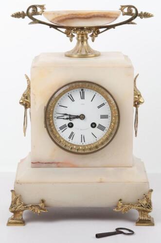 A 19th century French bronze and white marble mantle clock, by Richond, 11B Montmartre