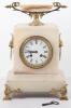 A 19th century French bronze and white marble mantle clock, by Richond, 11B Montmartre