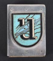 French Silver Matchbox Cover with Enamel U-Boat Squadron Badge