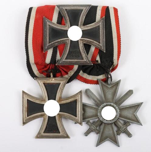 WW2 German 1939 Iron Cross Award Grouping of Three Awarded to Unteroffizier Johann Tessner, Kampfgeschwader 6, Killed in Action 29th January 1944 When His Aircraft Crashed near Osnabruck