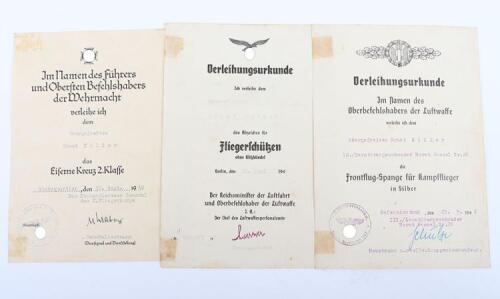 WW2 German Luftwaffe Award Citation Grouping of Three