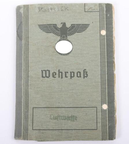 WW2 German Luftwaffe Casualty Wehrpass of Unteroffizier Josef Kasterik 6./Kampfgeschwader 2