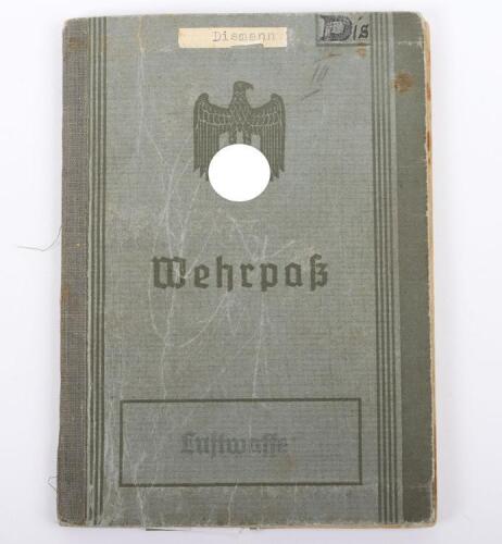 WW2 German Werhpass to Luftwaffe Dive Bomber Pilot Johannes Dismann of Sturzkampfgeschwader 102 and later Schlachtgeschwader 151