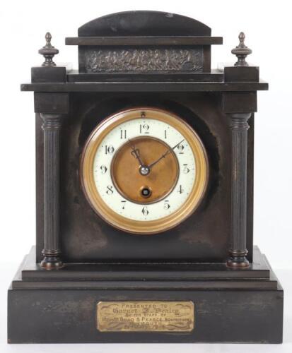 A late Victorian slate mantle clock