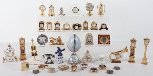 A selection of modern miniature clocks