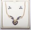 A 9ct gold and sapphire necklace with earrings - 3