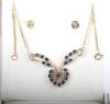 A 9ct gold and sapphire necklace with earrings - 5