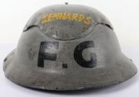 Scarce WW2 British Home Front Kennards Factory Fire Guard Cromwell Pattern Helmet