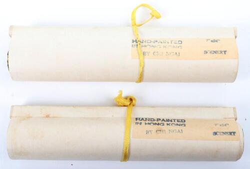 Two Chinese hand painted watercolour on hanging scrolls