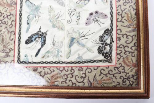 A Chinese silk embroidery of butterflies