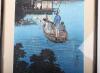 A Japanese screen print of figures on a boat in traditional dress - 2