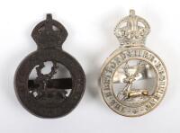 2x Hertfordshire Regiment Officers Cap Badges