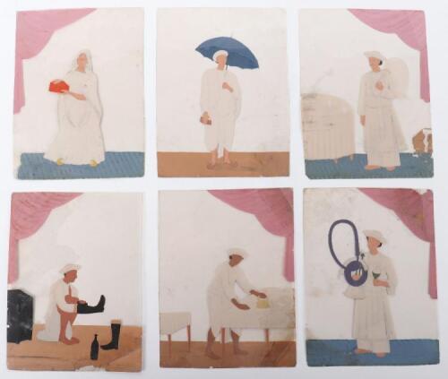 A set of six 19th century Indian gouache on mica/talc