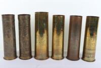 6x Brass Trench Art Shell Cases