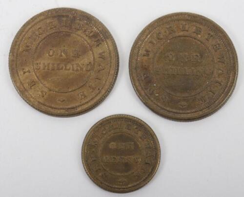 Three rare S.B.P Micklethwaite brass Hop Tokens