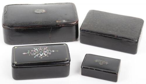 Four Georgian papier mache snuff boxes