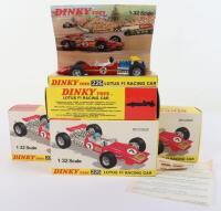 Four Dinky Toys 225 Lotus Formula 1 Racing cars