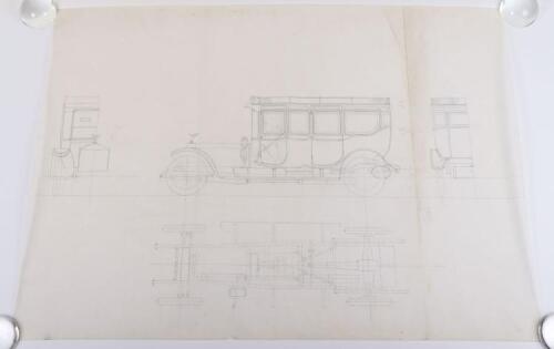 Original 9041 Corgi Toys/Mettoy 1912 Rolls Royce Silver Ghost Factory Pencil Drawing transparency