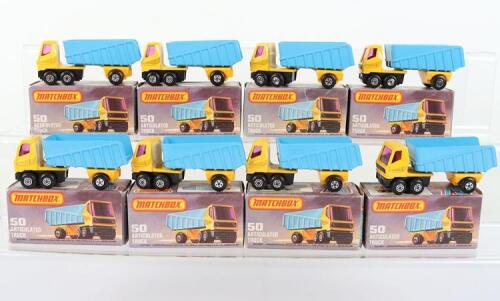 Eight Matchbox Lesney Superfast MB-50 Articulated Trucks