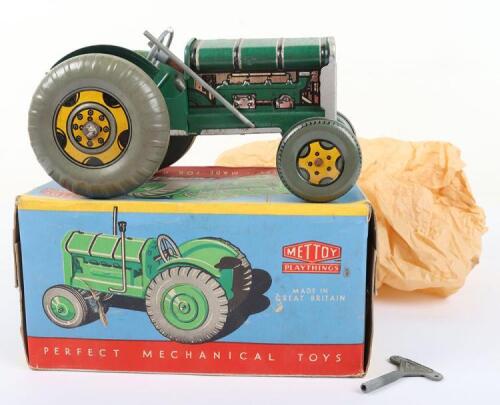 Mettoy Playthings Heavy Steel Mechanical Farm Tractor