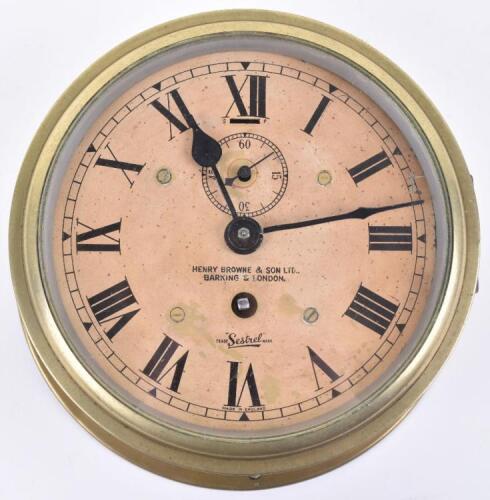 An early 20th century brass cased ships clock by Henry Browne & Son Ltd