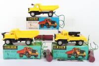 Three Lincoln International Empire Made Plastic Euclid Dump Trucks