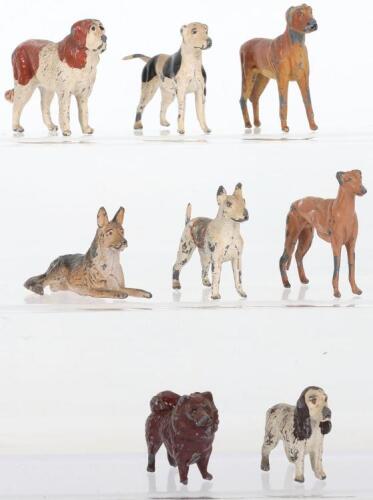 Eight Dog lead painted figures