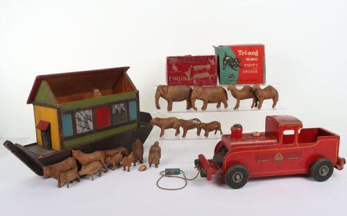 Wooden Noah’s Ark, Tri-ang Puff Puff train and other toys, 1950s