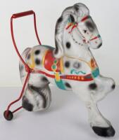 Mobo pressed steel push along toy Pony, 1950s