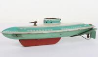 Tinplate Wolverine clockwork submarine, USA 1940s