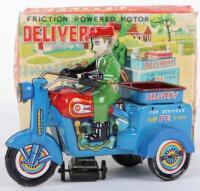 Boxed KO (Japan) tinplate friction powered Delivery Motorcycle