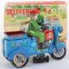 Boxed KO (Japan) tinplate friction powered Delivery Motorcycle - 2