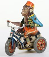 Arnold tinplate clockwork Monkey riding a Trike, made in Germany US zone