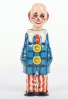 Kellerman tinplate clockwork shuffling Clown, made in Germany US zone