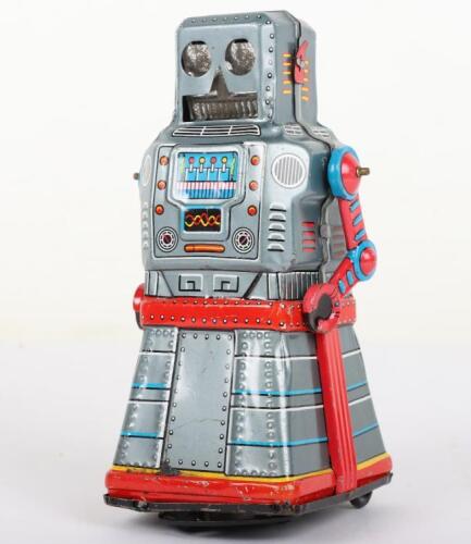 KO (Japan) tinplate friction driven skirted Atom Robot